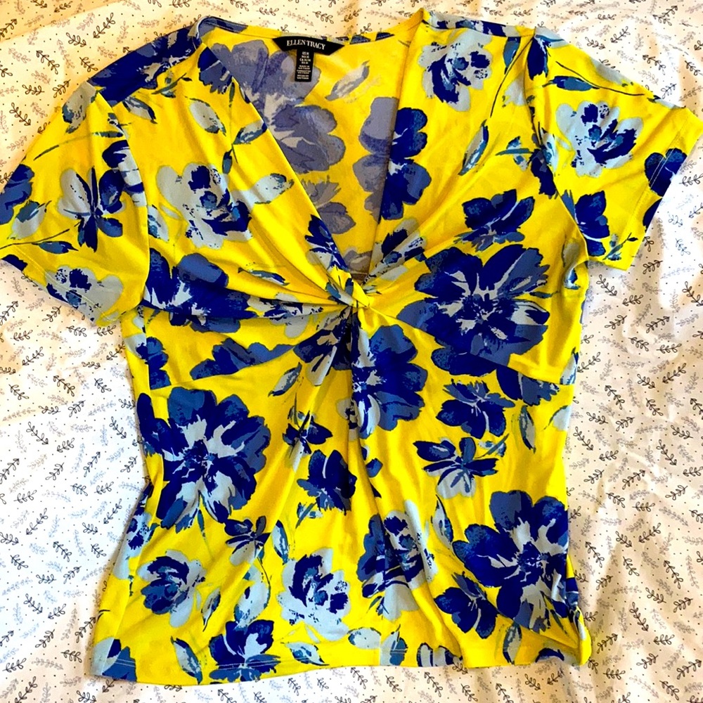 Ellen Tracy- brilliant Blue/ Yellow pullover